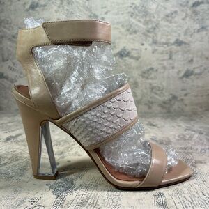 Sigerson Morrison Velcro Strap Sandal Lucite Heel
